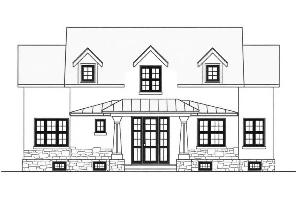 Original elevation drawing for Modern Farmhouse Ranch