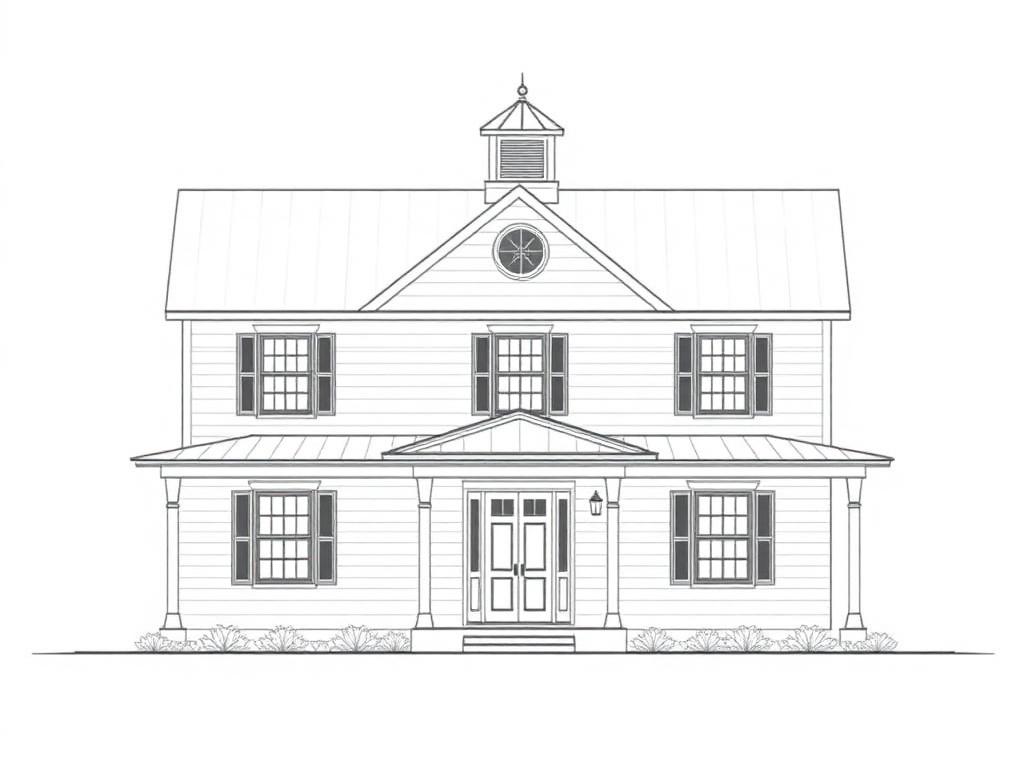 Original elevation drawing for Classic Farmhouse Estate