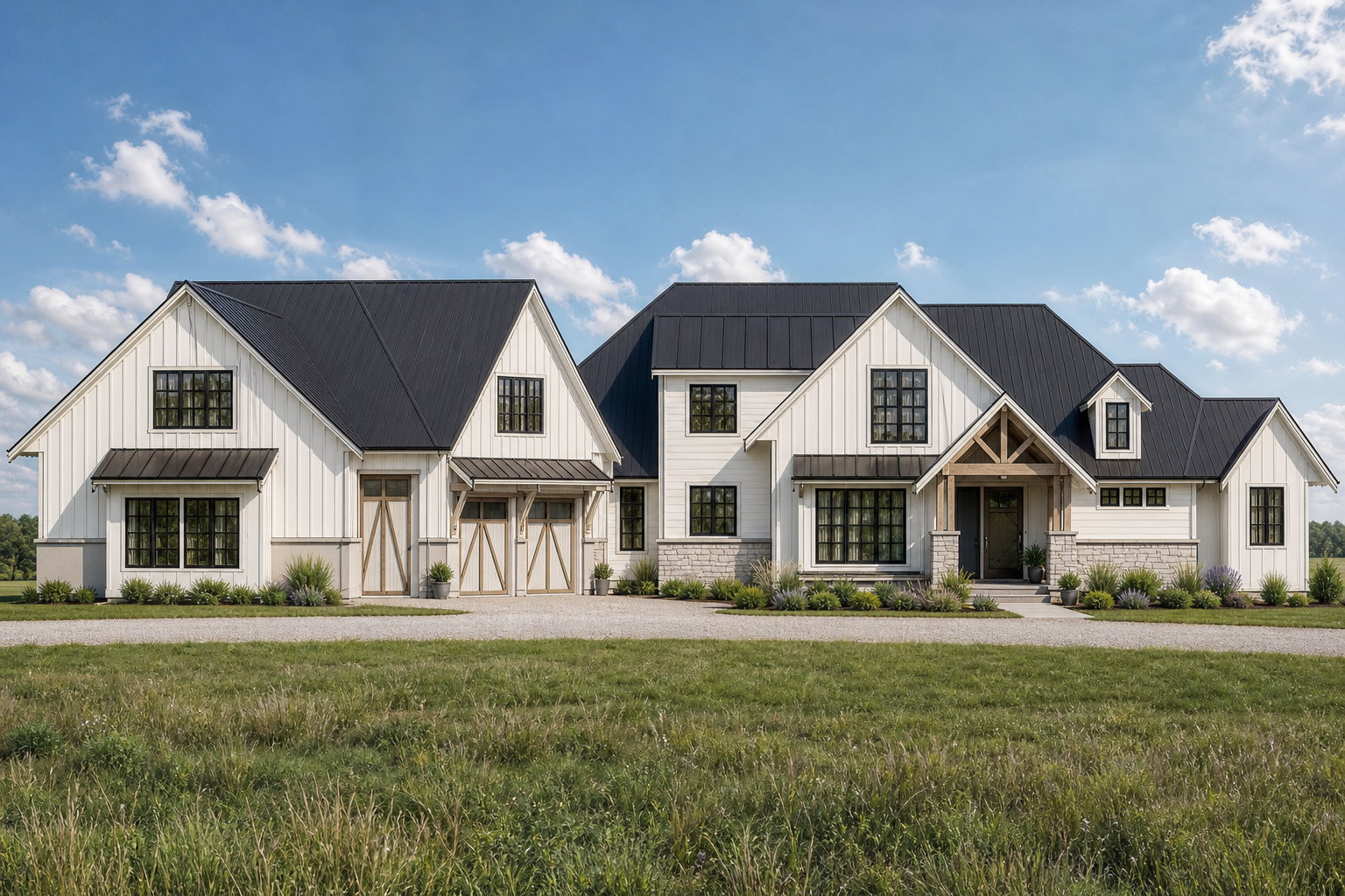 Board & Batten Farmhouse exterior rendering